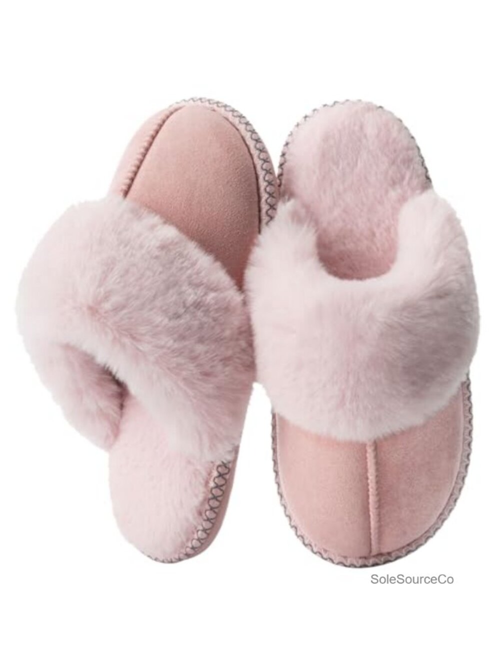 Women's Fuzzy Slippers Memory Foam House Shoes with Anti-Slip TPR Sole